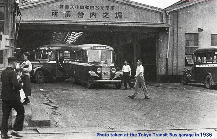 Transit Bus Garage in Tokyo in 1936